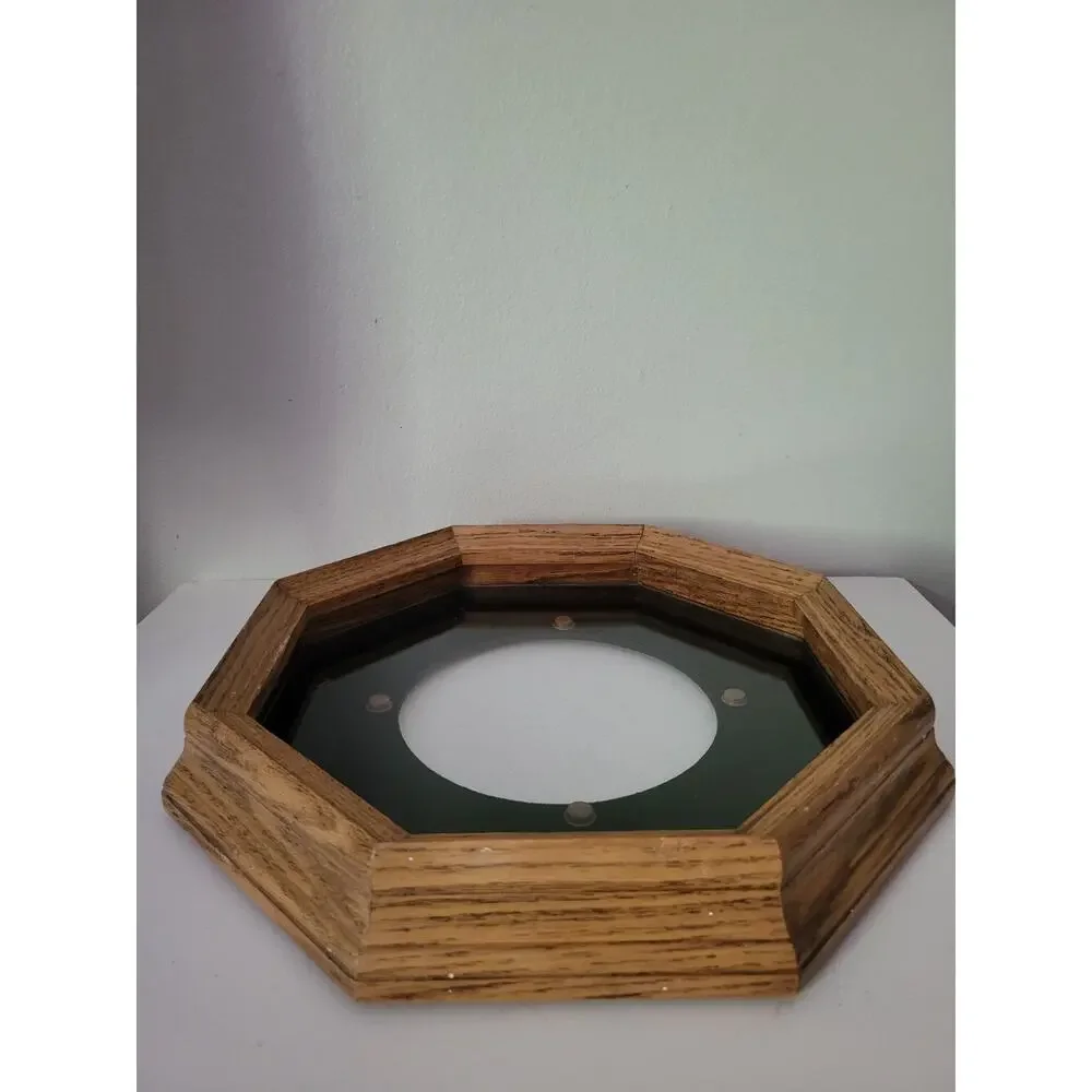 VTG Lynette Decor Elegant Wall Mount Oak Wood Plate Frame w/Glass 12